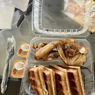 Chicken And Waffles take-out order.