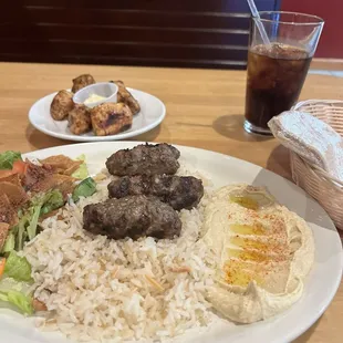 Kufta and Chicken kabob.