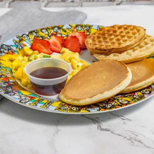 pancake Waffle and egg