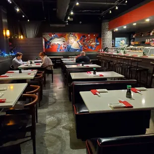 interior, sushi and sashimi
