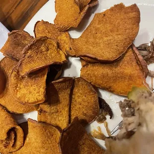 Overcooked sweet potato chips