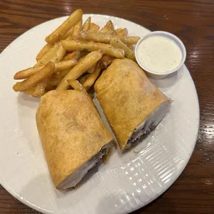 Bleu Steak Wrap with mojito fries