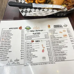 Part of their menu
