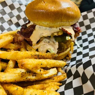 Halal Beef Bacon Cheeseburger