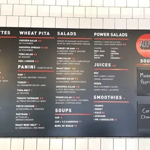 Menu board inside
