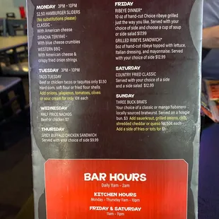 Daily specials