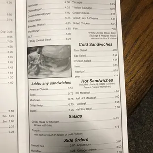Lunch menu