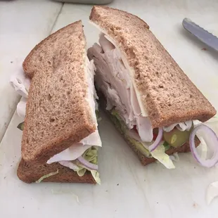 a cut in half sandwich
