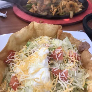 Taco salad and fajitas