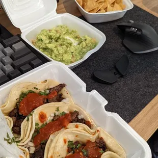 Suadero Tacos &amp; Guacamole with Chips