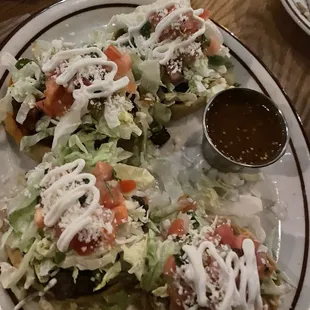 Sopes carne asada, pastor &amp; pollo
