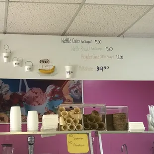 a sign above the counter