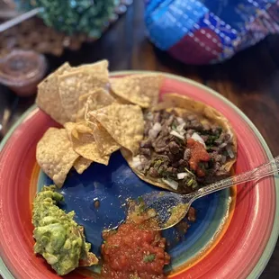 Guacamole salsa steak taco