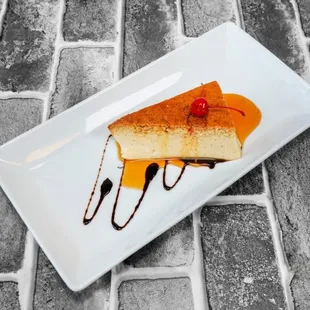 a slice of cheesecake on a plate