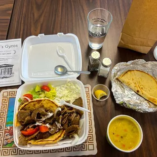 Gyro sandwich &amp; chicken soup