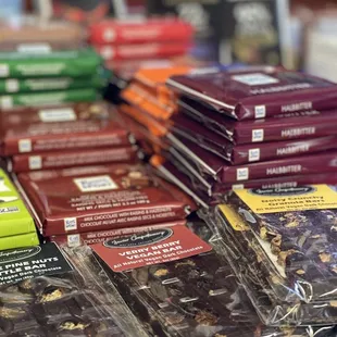 a variety of chocolate bars
