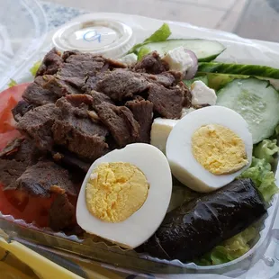Greek salad with doner