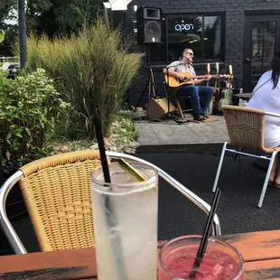 Live blues and happy hour drinks on the patio.