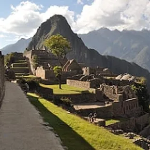 Sunny day at Machu Picchu ruins in Peru