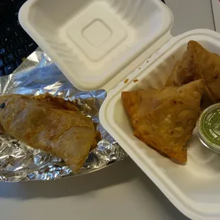 Masala Kati and 2 samosa