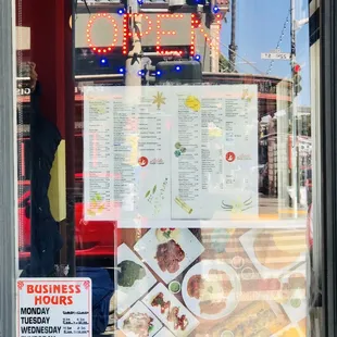 a menu in a window