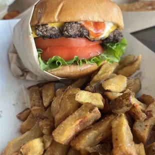 Classic burger with hand cut fries