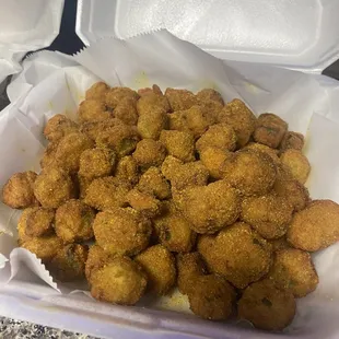 a tray of fried food