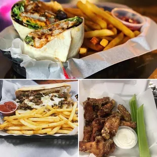 Buffalo wrap, philly cheese steak, and wings!