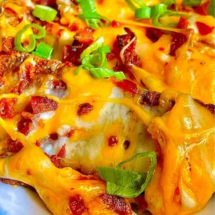 a cheesy loaded nachos