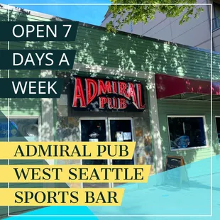 We are open 7 days a week. Sports, Drinks, Pinball &amp; Best Wings and Burgers in West Seattle.  Open 2pm weekdays and 1pm weekends