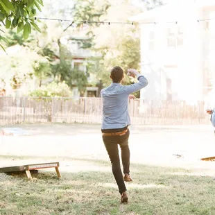 Beanbag toss (aka corn-hole) is a big hit