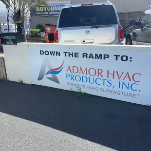 Down the ramp to the left