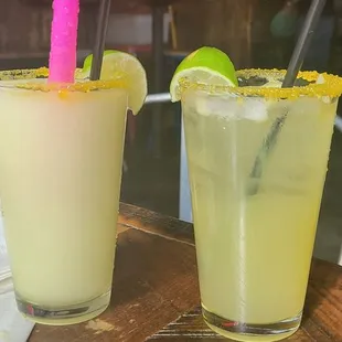 Frozen and on the rocks margaritas