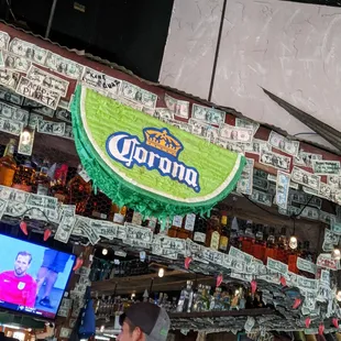 The splashes on this pinata show that it's seen better days.