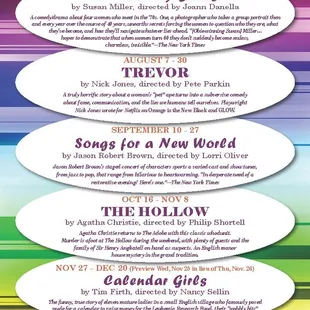 Check out what's coming up for our 2020 season!