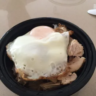 Chicken adobo rice bowl.