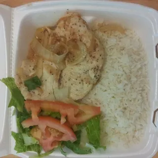 Pechuga de Pollo, Arroz Blanco, Habichue y Ensalada