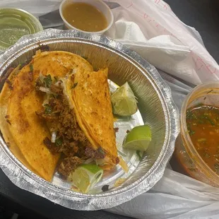 Birria tacos and consume