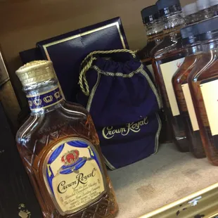 a variety of bottles of liquor