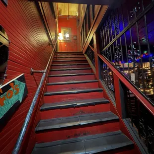 Stairs leading to the restaurant