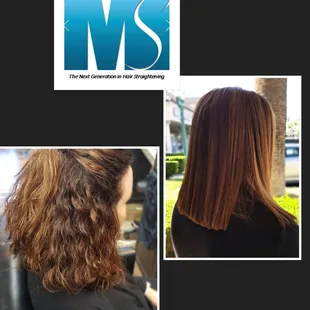 Picture of my hair on the left natural thick curl and on the right my beautiful healthy slick hair. So happy with the result.