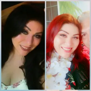 Picture on the left was my hair when I got to Darlene it was Jet Black and the right is my hair now. I am in love with my color.