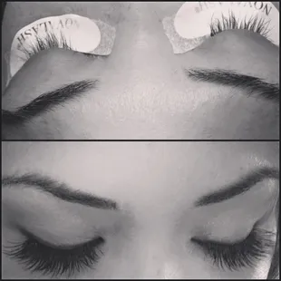 Lash extensions Before and After.
