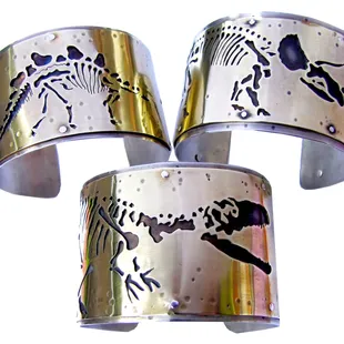 hand cut dinosaur bone cuff bracelets