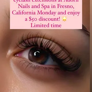 $50 off full set eyelash extensions