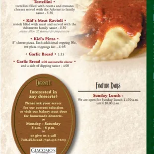 menu, pizza