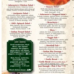 menu, chicken wings and fried chicken