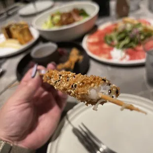 inside sesame shrimp dish. good!