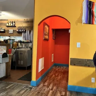 To restrooms