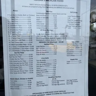 Menu as of August 23, 2024.